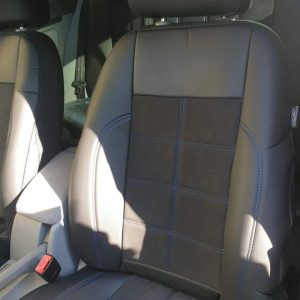 Set completo di coprisedili per auto in alcantara ed ecopelle – fili blu