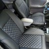 Set completo di rivestimenti per sedili in trapuntato extra lusso ed ecopelle - fili blu