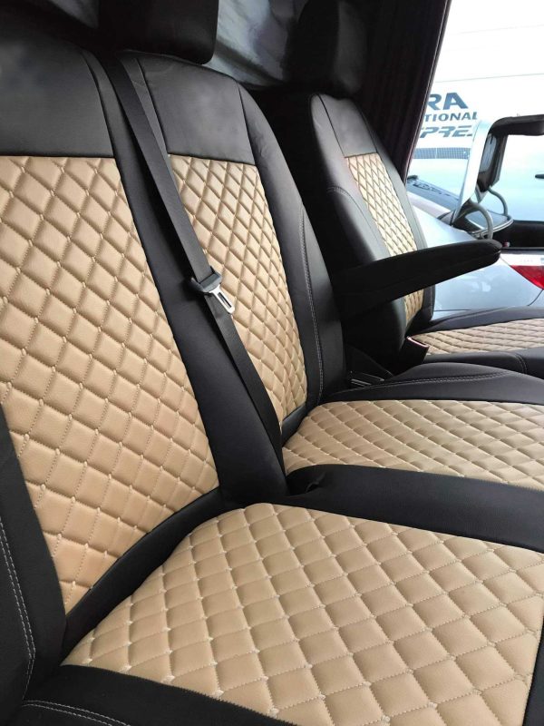 Coprisedili per Furgonato 2+1 - beige Pelle cucita di lusso