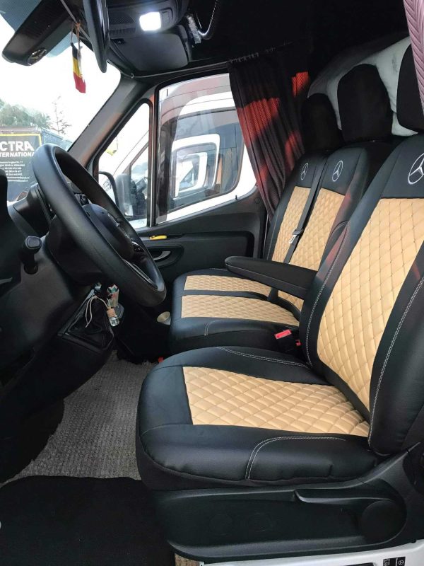 Coprisedili per Furgonato 2+1 - beige Pelle cucita di lusso - immagine 2