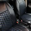 Set completo di rivestimenti per sedili in trapuntato extra lusso ed ecopelle - fili blu - immagine 2