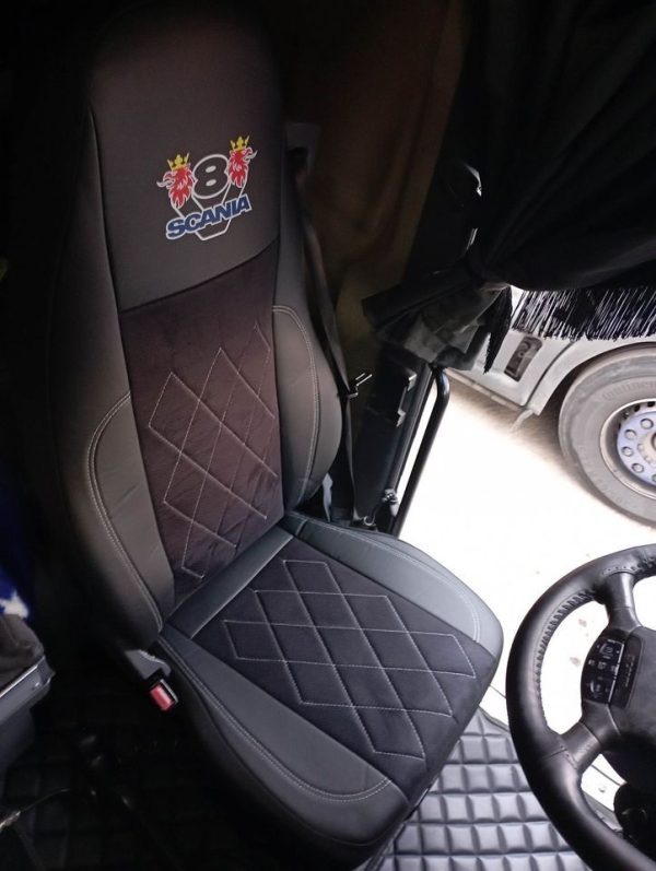 Coprisedili Scania R/G/P  - Alcantara traforata - due sedili identici - immagine 2