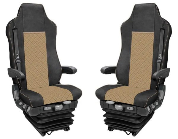 Coprisedili IVECO Stralis / Hi-Way   (prima del 2019)  - pelle trapuntata beige