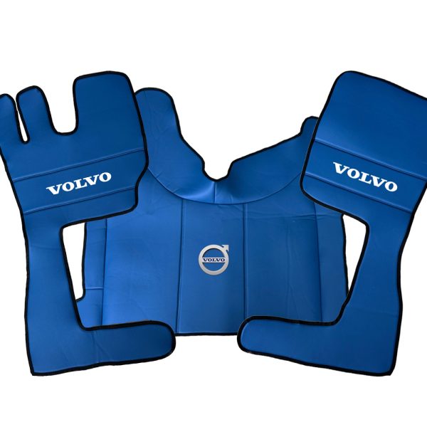 Tappetini in pelle per VOLVO FH4/FH5/FH6 (2013-2025) + copertura del cruscotto - pelle liscia Blu - Image 9
