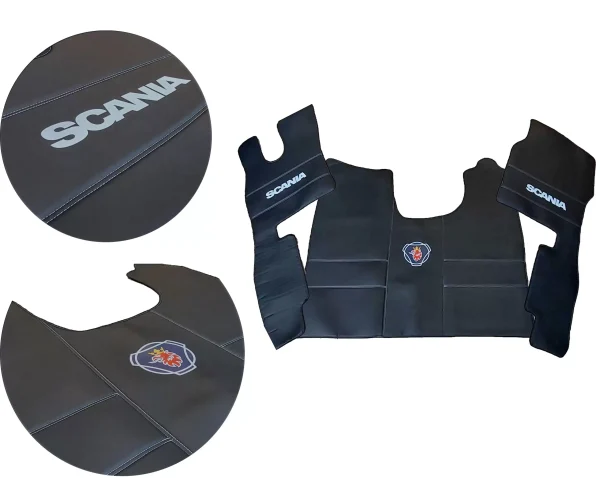 Tappetini in pelle per SCANIA R (2016+) - pelle nera liscia