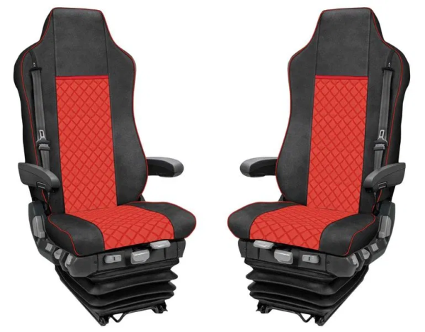 Coprisedili IVECO Stralis / Hi-Way   (prima del 2019)  - pelle trapuntata rossa